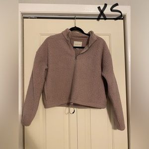 Sherpa 1/4 zip cropped sweater - Mauve